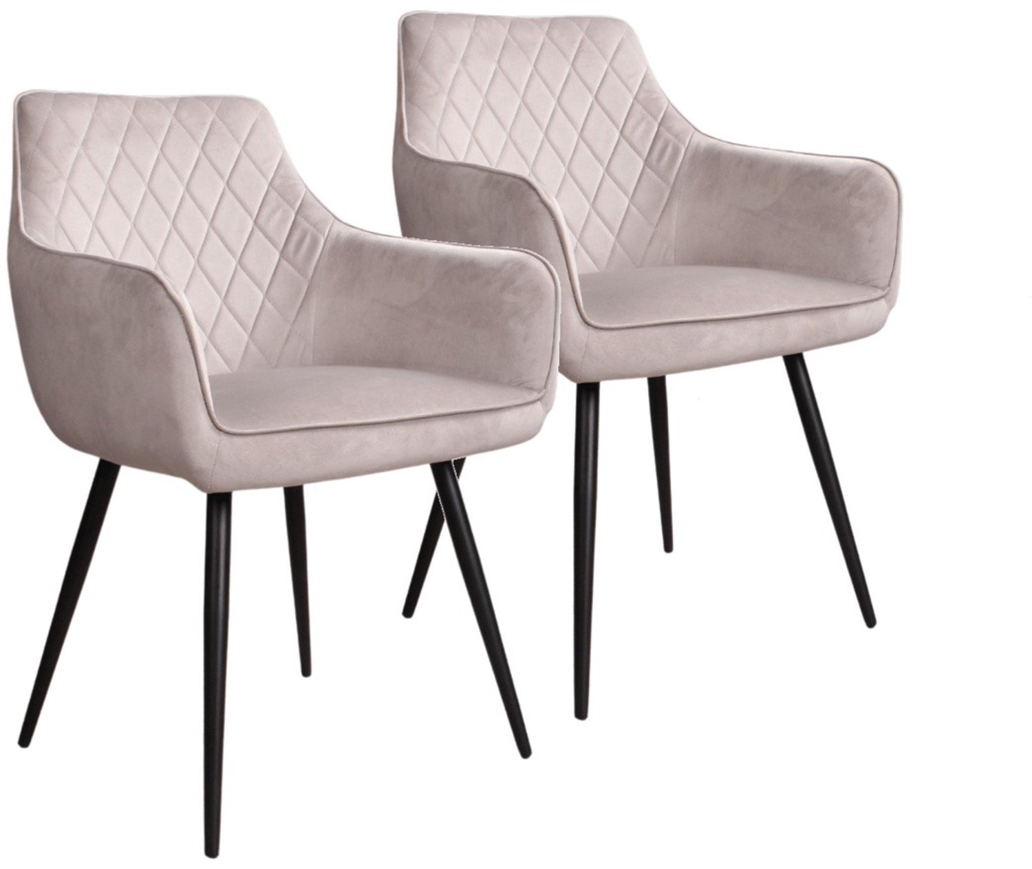 DS4U - - Ravi 3.0 eetkamerstoel - Set van 2 - Grijs - Velvet - Met armleuning