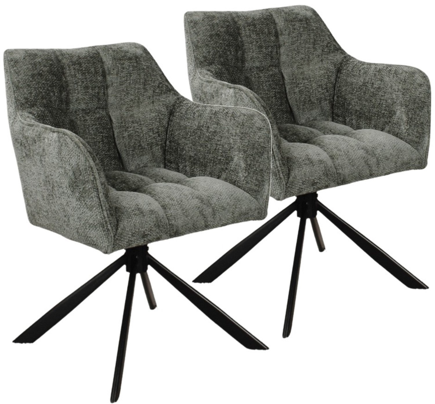 DS4U - - Puck armstoel met terugdraaifunctie - Set van 2 - Groen - Stof