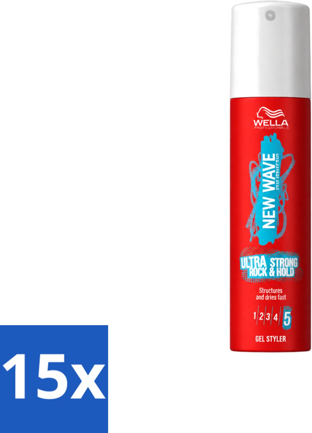 15 x Wella – New Wave Ultra Strong Rock & Hold – Haargel – 100 ml - Voordeelverpakking - 15 stuks