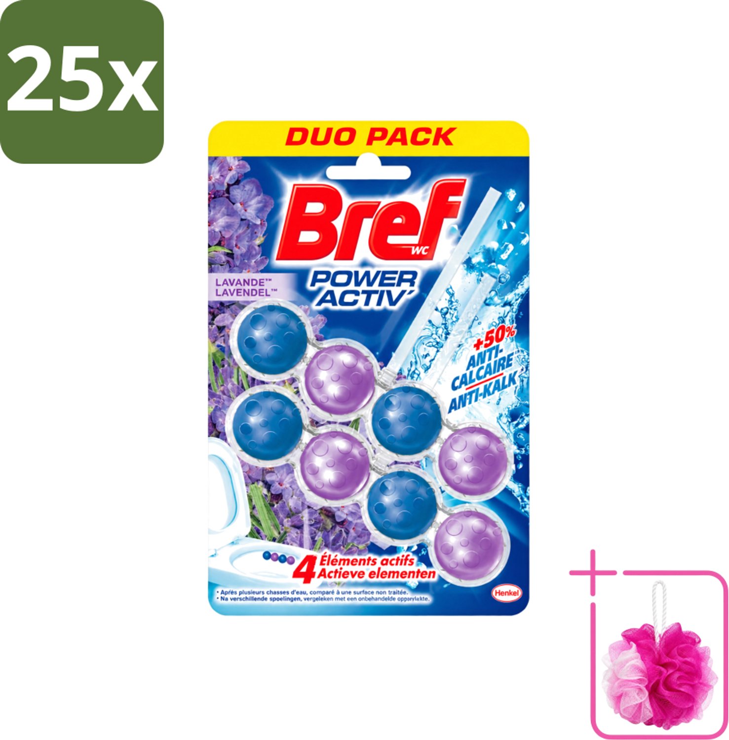 25 x Bref - Toiletblok - Lavender - Bulkverpakking - Toiletblok lavender - Douchemop - Reiniging toilet