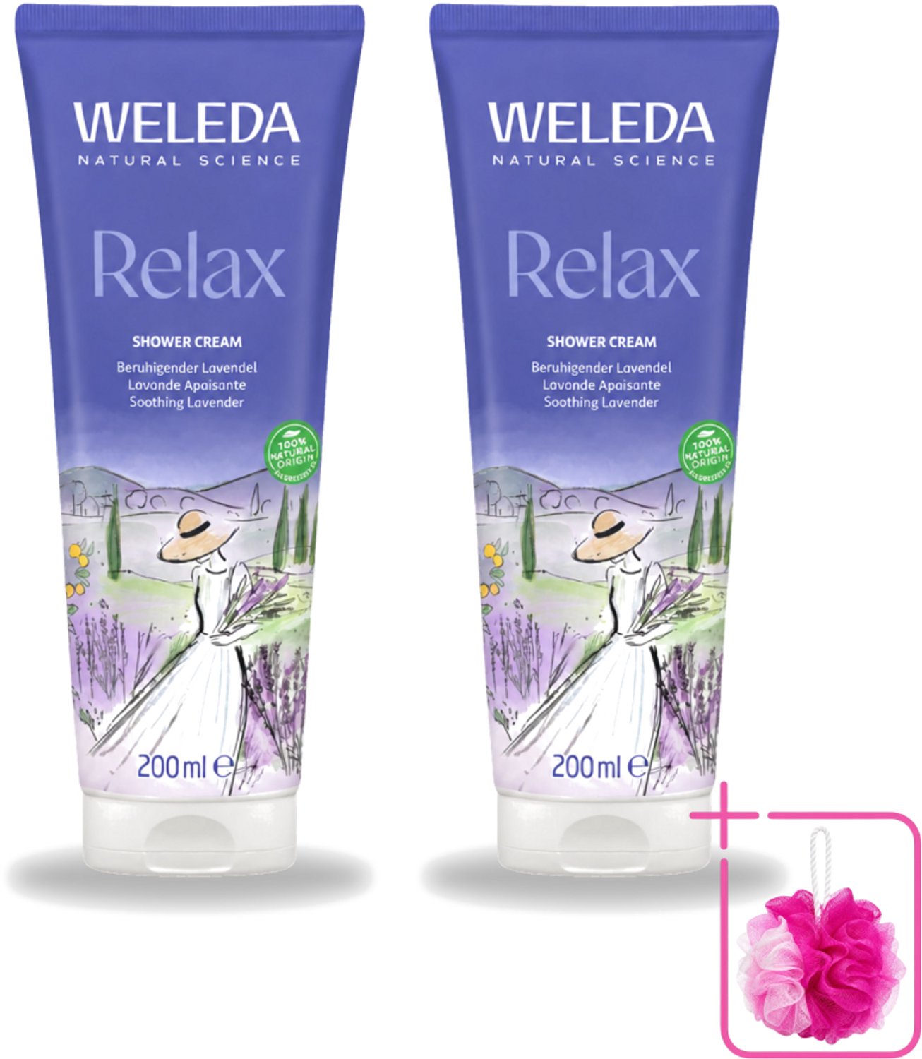 2 x WELEDA - Douchecrème Aroma Shower Relax - 200 ml - Bulkverpakking - Douchecrème - Douchemop - Ontspanning