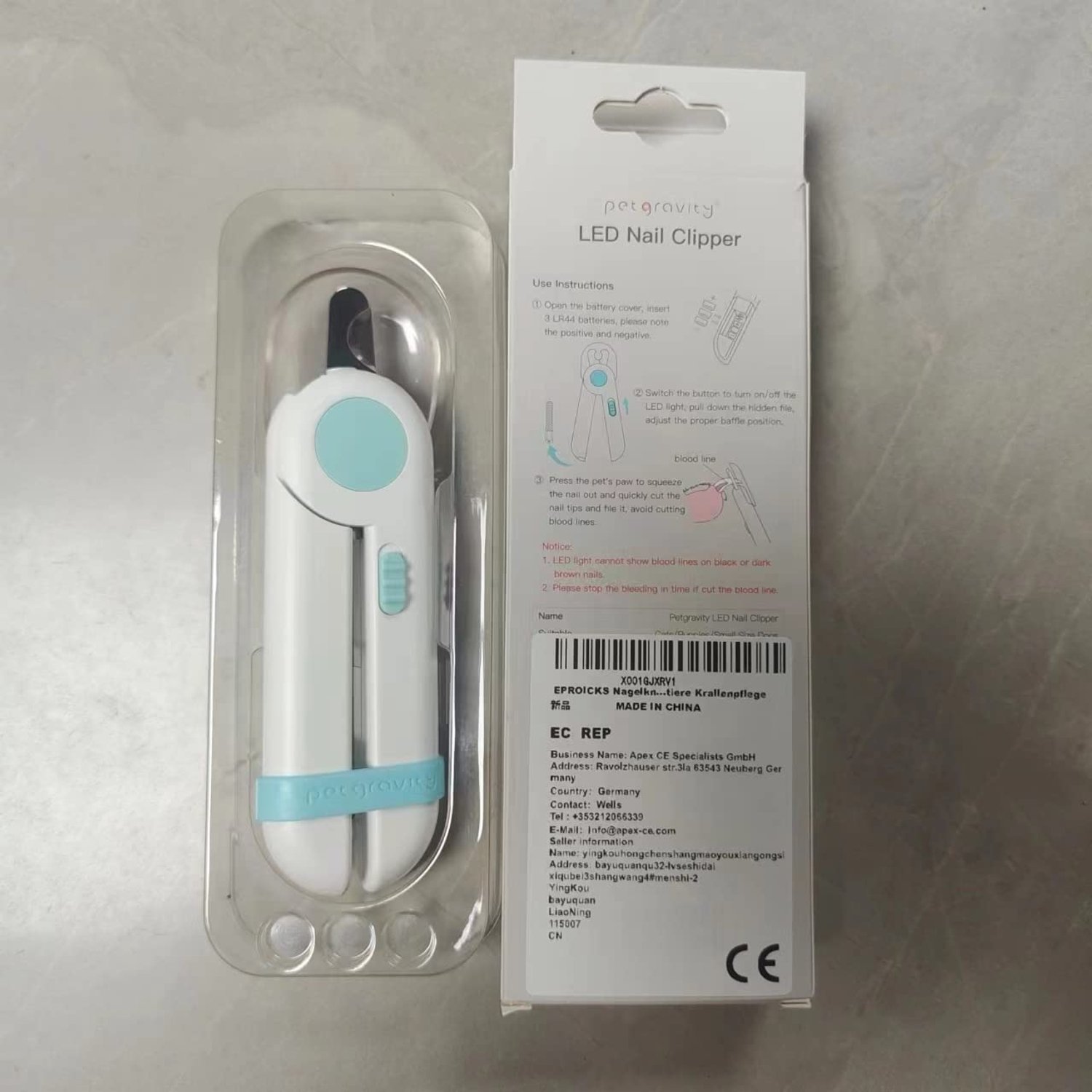 Huisdier Nagelknipper – Professionele Klauwentrimmer met LED-Verlichting en Veiligheidskap – Inclusief Vijl voor Honden, Katten en Kleine Dieren