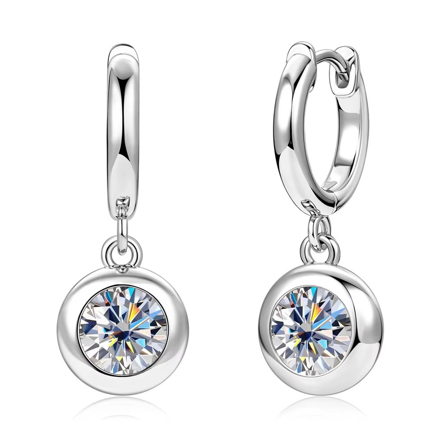 Selevie Oorbellen Witgoud – Hanger met Moissanite 1,2 ct - Oorhangers