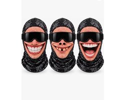 Set van 3 Grappige Balaclava Maskers met 3D Print - Winter Gezichtsmasker - Lachende Gezicht Ski Maskers met Zonnebril - Grappige cadeaus - voor Wintersport en Halloween