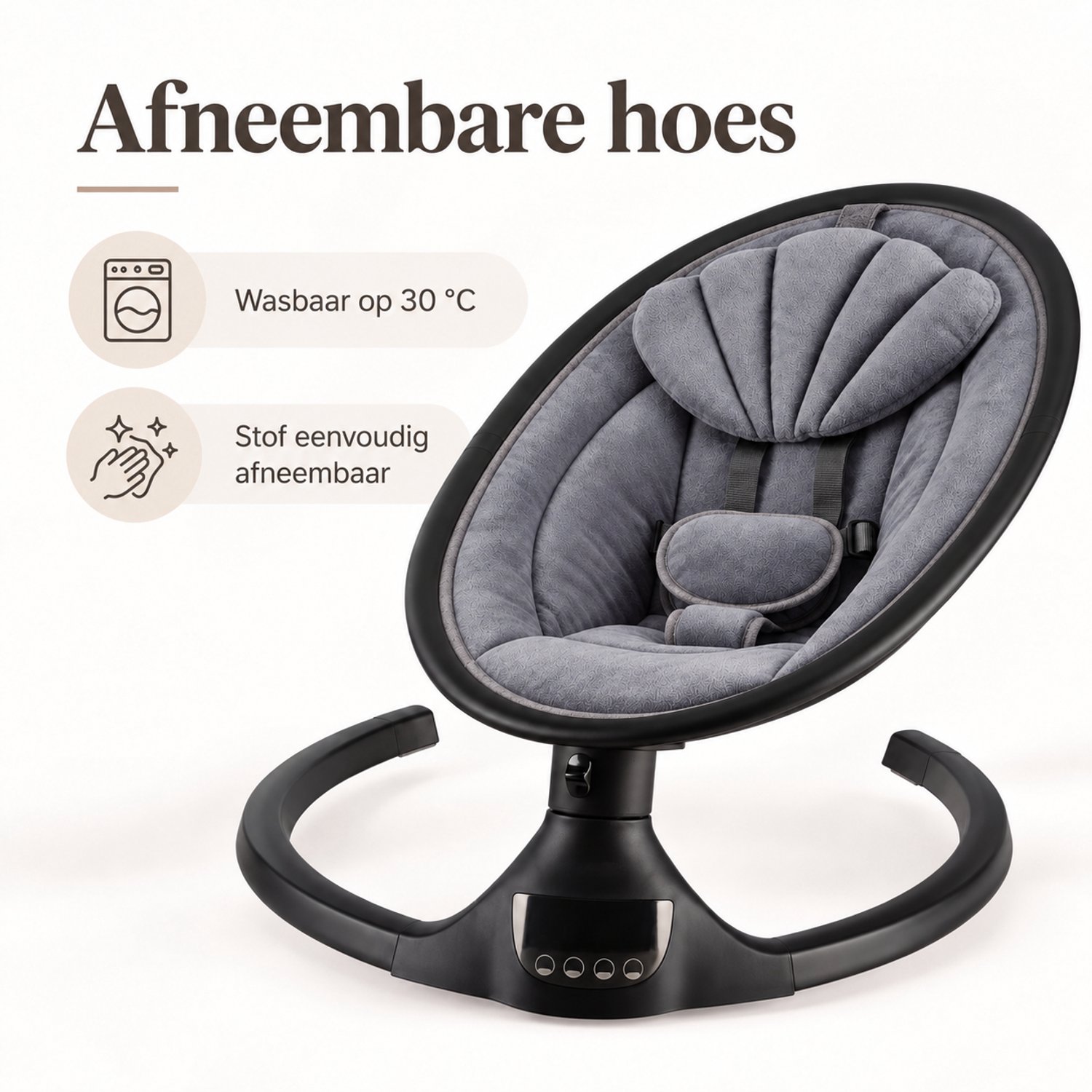 X Adventure Rocco Elektrische Wipstoel – Baby swing - Elektrische Babyschommel - Bluetooth & Afstandsbediening - Grijs thumbnail 3