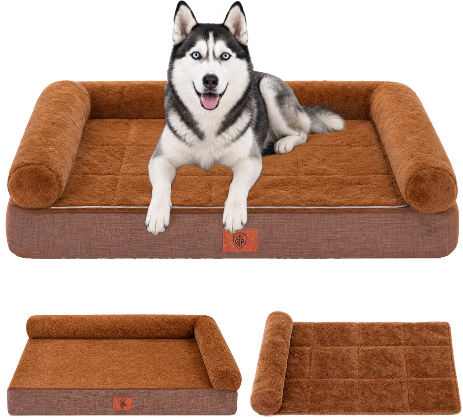 GTPLAYER - Hondenbed 90x66x16 cm - Eierschaal Schuim Waterdicht Wasbaar - Bruin