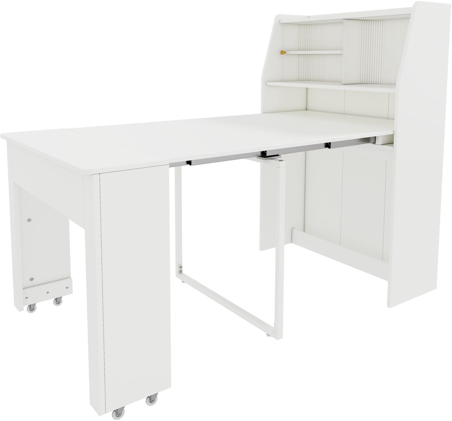SONNENH Uitschuifbare eettafel met opzetkast - Wit - 52–132,5 x 80 cm - Bladhoogte 76 cm