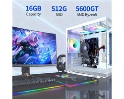 Gaming PC – Highperformance Pc – Gaming Computer – Compact Desktop – Moderne Desktop – AMD Ryzen 5 5600GT Processor – 16GB DDR4 RAM & 1000GB NVMe SSD