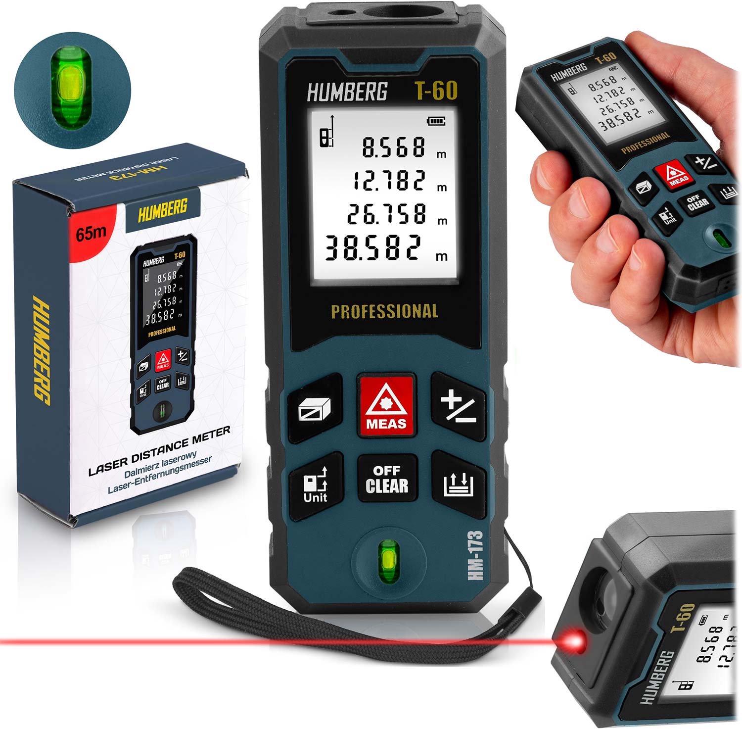Humberg T-60 - Laserafstandsmeter - 60 m - Nauwkeurigheid ±1,5 mm