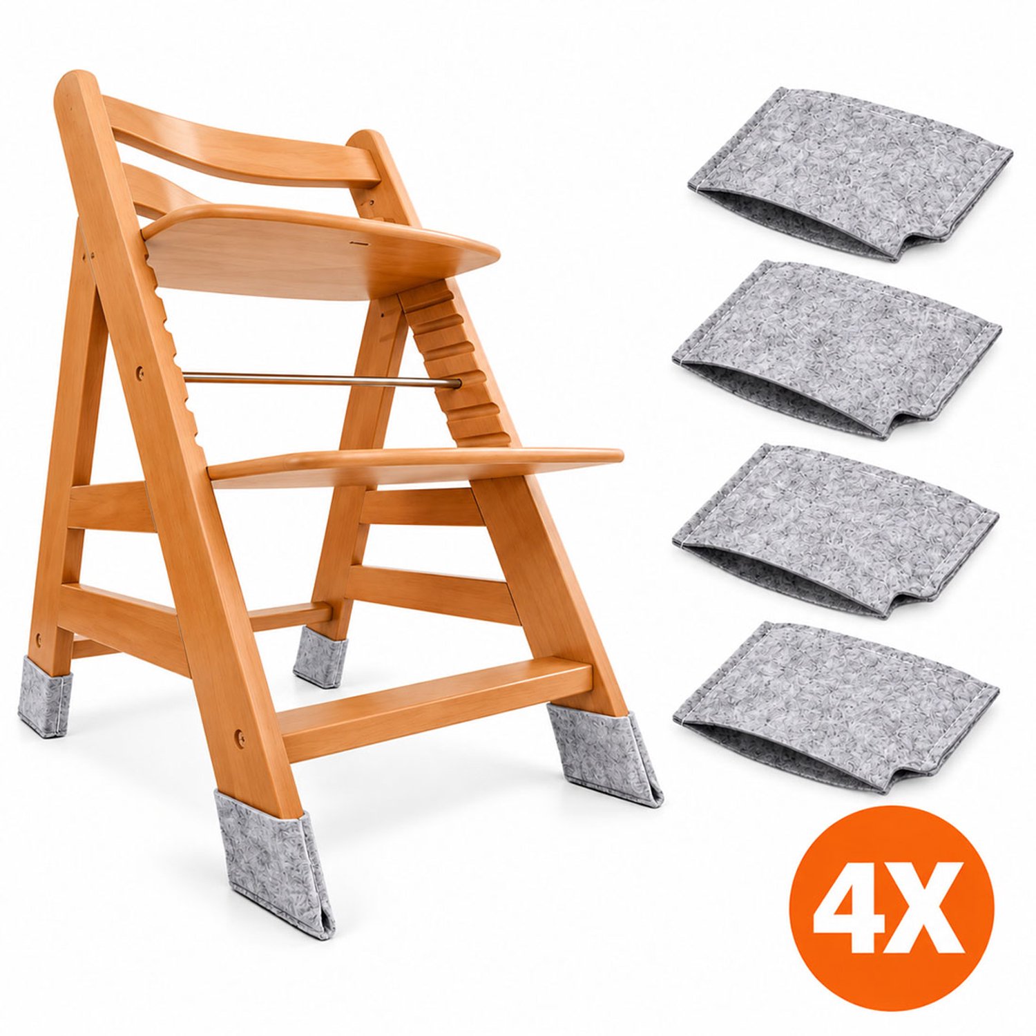 FSW-Products Vloerbeschermers Geschikt voor Stokke Tripp Trapp – Stoelpoot Beschermers van Vilt – Grijs – 4 Stuks