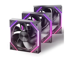 AsiaHorse Nyota - 120mm ARGB PC Ventilator - PWM - HDB Lager - 2000 RPM - 61.5 CFM - 5V 3-Pin ARGB - 3x - Reverse - Zwart