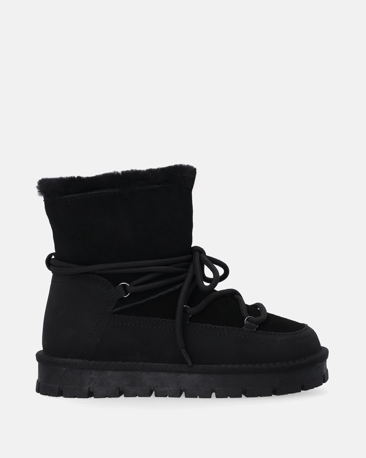 Dames Zwarte Suède Snowboots – Hakhoogte 3 5 cm
