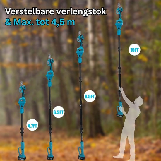 Zolvano® Snoeischaar met accu - Takkenschaar - Heggenschaar elektrisch-Blauwgroen — afbeelding 4