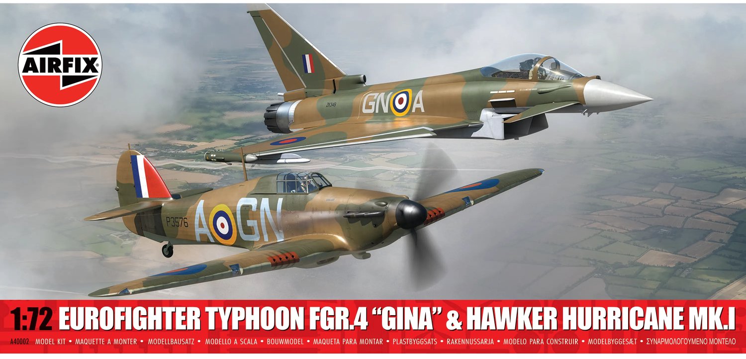 Airfix Modelbouwpakket Vliegtuigen - 40002 Eurofighter Typhoon FGR.4 Gina - Hawker Hurricane Mk.I - 2 Britse Jachtvliegtuigen Plastic - 1:72 - Modelbouw