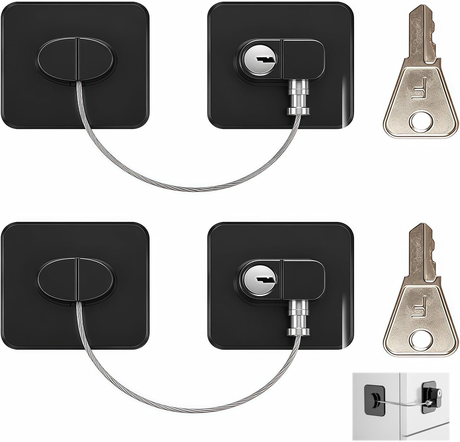 Safety Locks 2pcs - Padlock zonder boren - Veiligheidsdeurslot - Voorkom ongelukken thuis - m-winkel