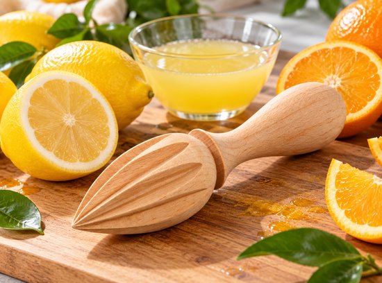 Houten Citroenpers – Europese Beukenhout – Handmatige Citrusjuicer van Natuurlijker leven® — afbeelding 2
