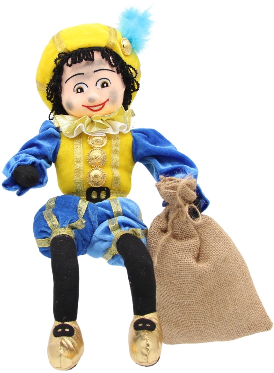 Pietenpop met juten zak - Sinterklaasdecoratie - 40 cm- Beekwilder design - handgemaakt