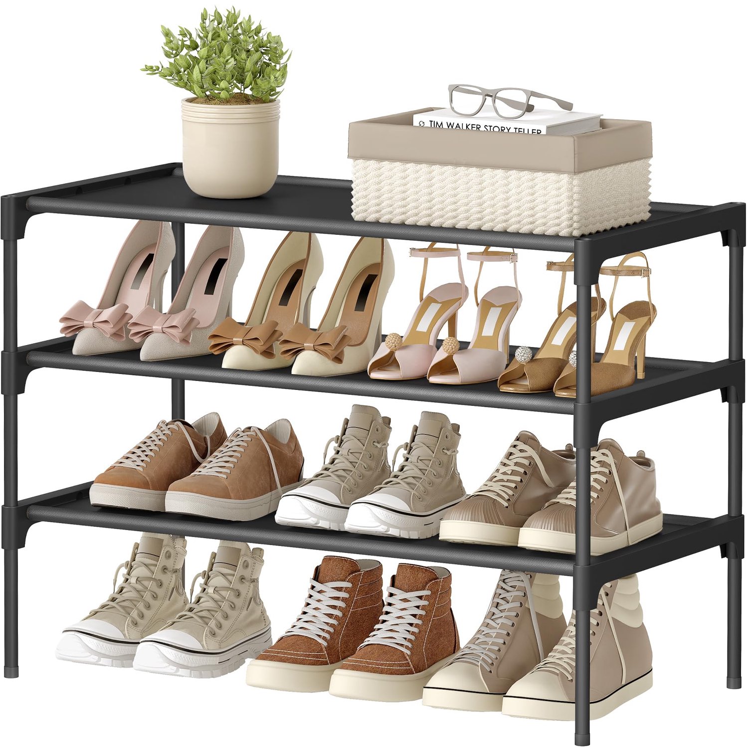 Schoenenrek – 3-Laags Ruimtebesparende Schoenorganizer – Compact Metalen Opbergrek van 29,7 x 62,2 x 47,5 cm voor Hal en Garderobe