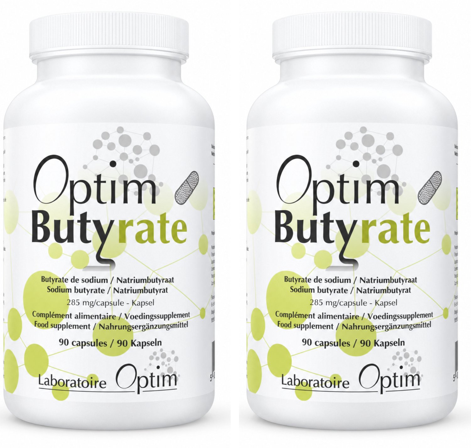 Optim Butyrate - Butyraat supplement Omhuld Natriumbutyraat 285 mg - Boterzuur - PACK 2 x 90 capsules butyraat - Darmtransit - Vervangt Butycaps - Butyric acid Supplement - butyrate sodium