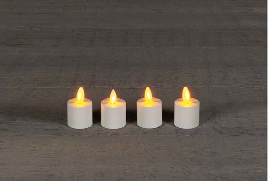 LED-theelichten met afstandsbediening | Wit | Ø 3,8 cm | H 5 cm | Set van 4 | Anna’s Collection