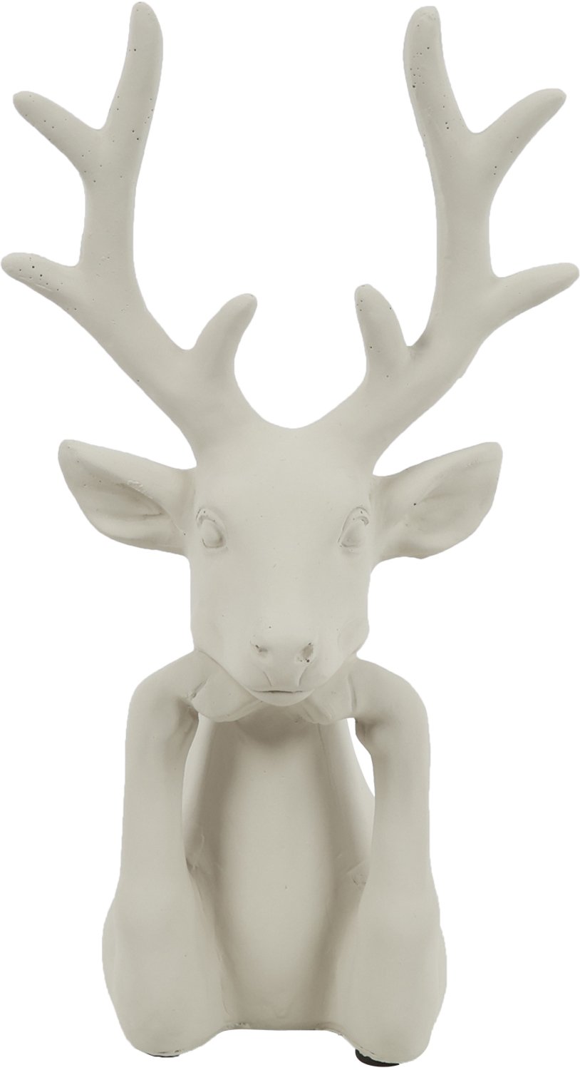 Countryfield kerstfiguur polystone hert zen 17x11.5x30.5cm crème