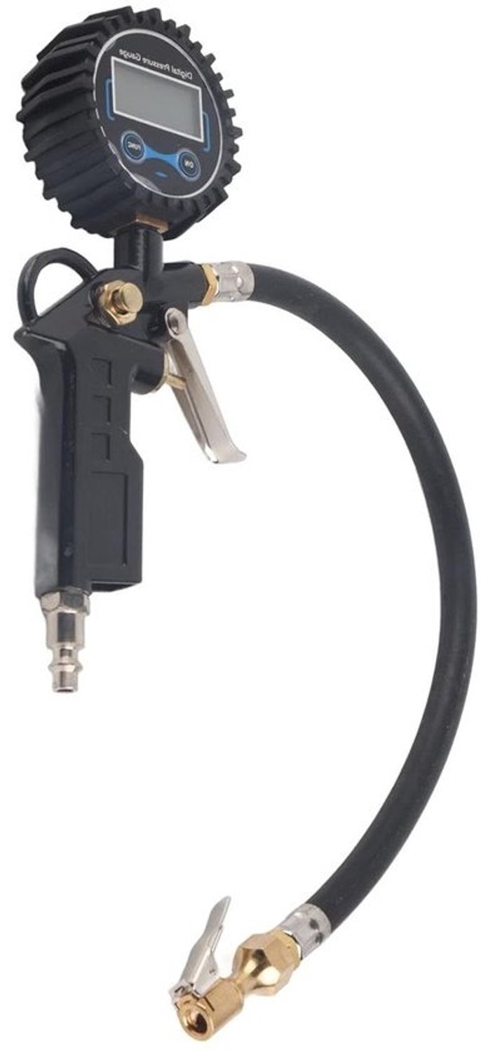 Digitale Bandenspanningsmeter - Bandenmeter met LCD - Bandenspanning controleren - Met uitlaatklep - 0-200 PSI - Zwart