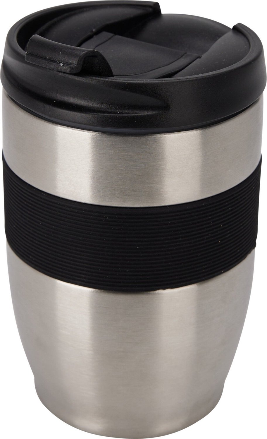 Cookinglife Thermosbeker - Drinkbeker To Go - Travel Mug - RVS Zilver/Zwart - Lekvrij Dubbelwandig - 300 ml