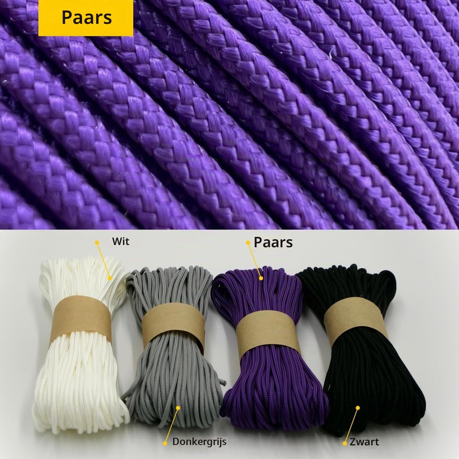 Paracord 2 mm - 100% nylon touw - paars - ideaal voor knopen en outdoor gebruik - Vemera