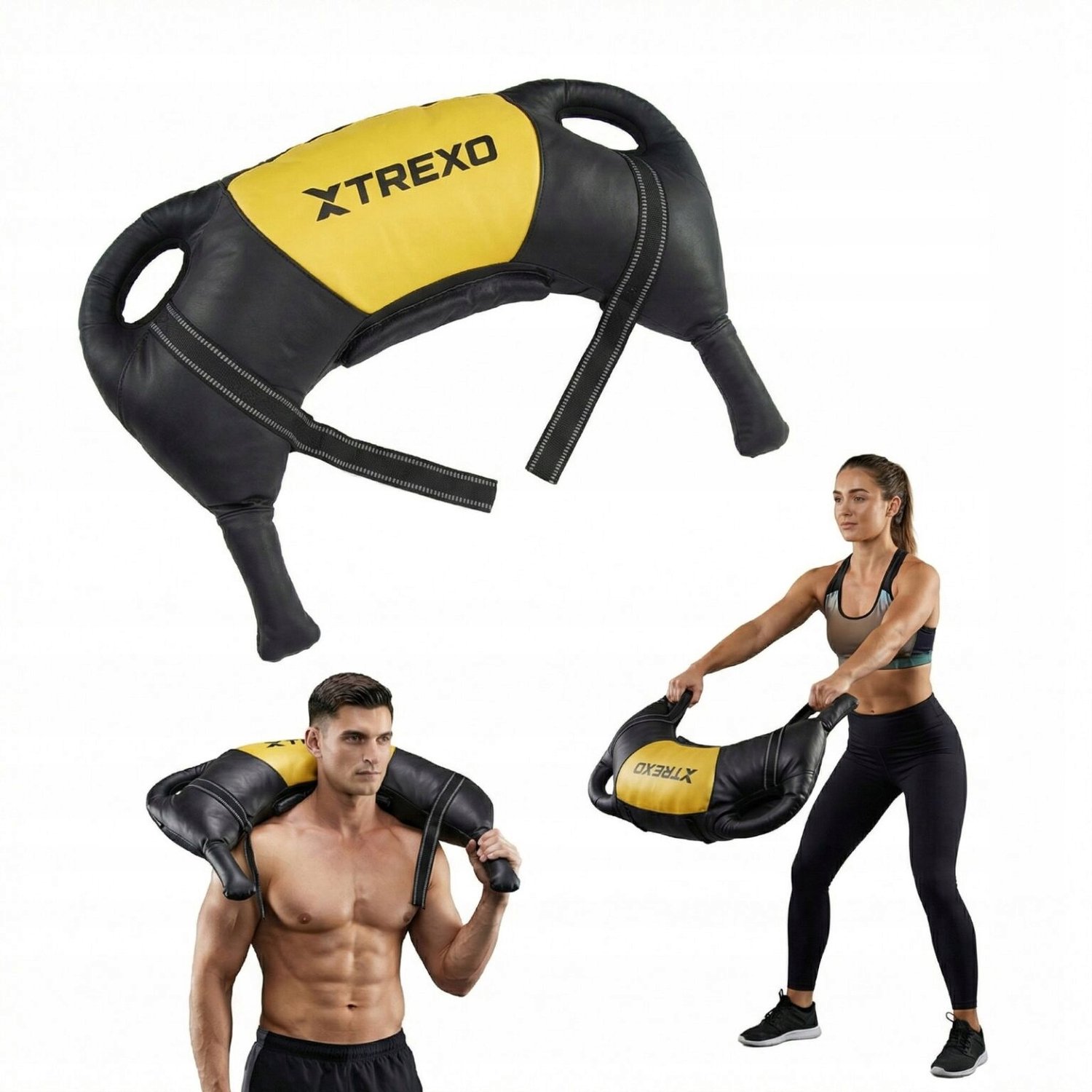 XTREXO Bulgarian Bag 15 kg Zwart/Geel - Krachttraining & Fitness