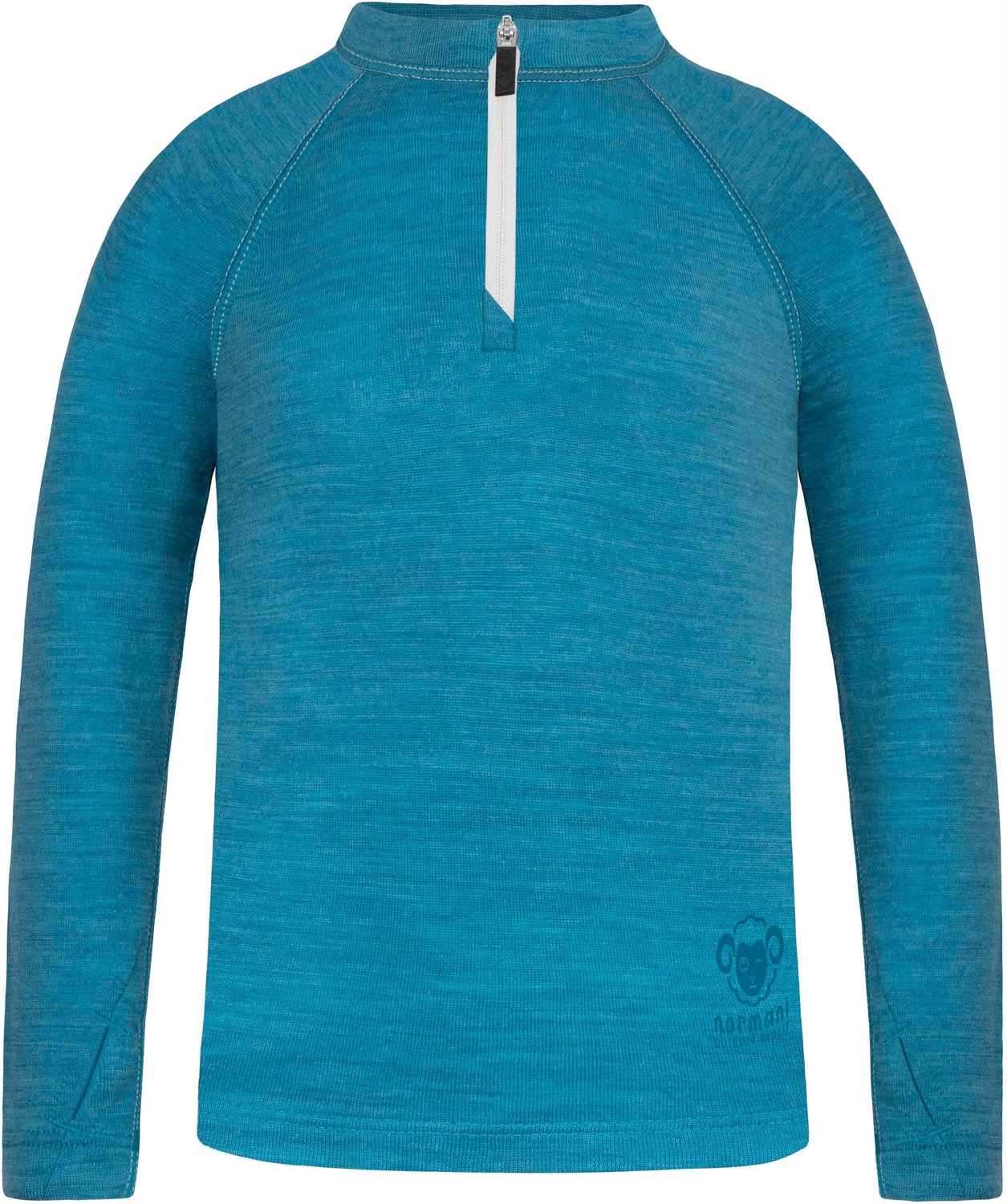 Kinder-shirt met lange mouwen van merinowol en 1/4 rits „Nyapari“
