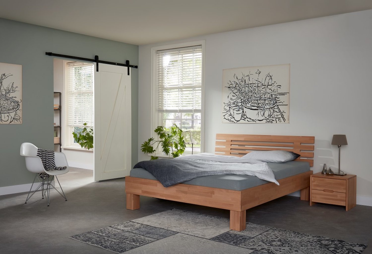 Bed Box Wonen Massief beuken houten bed Varna Basic 140x220 cm Natuur gelakt