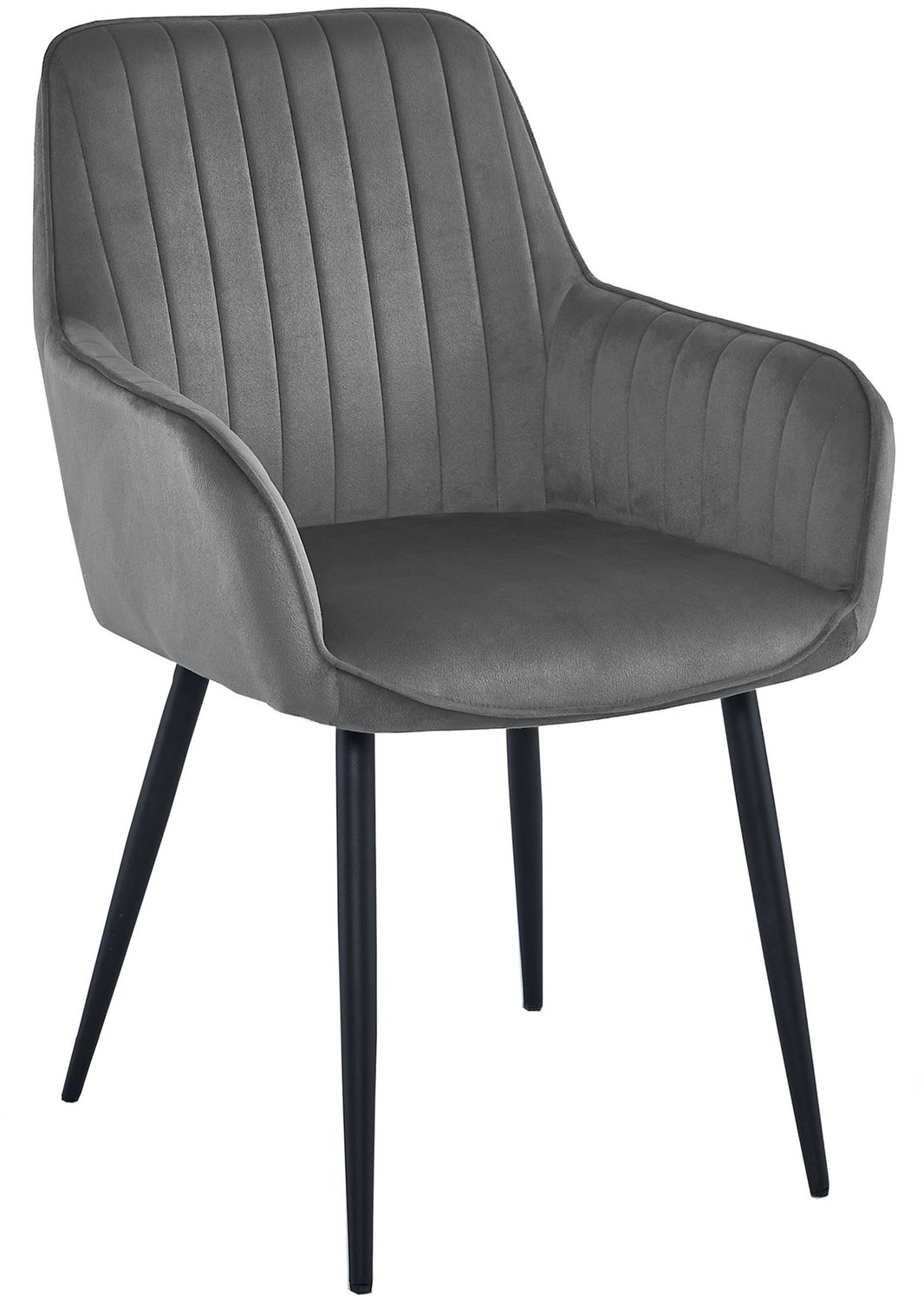 LEOBERT SOLDEN Eetkamerstoel – Zwart Velvet – Zwarte Metalen Poten – Met Armleuningen – Comfortabele Ergonomische Zitting – Scandinavisch Design – Velvet Stoel voor Woonkamer, Keuken en Eetkamer – Max. 110 kg