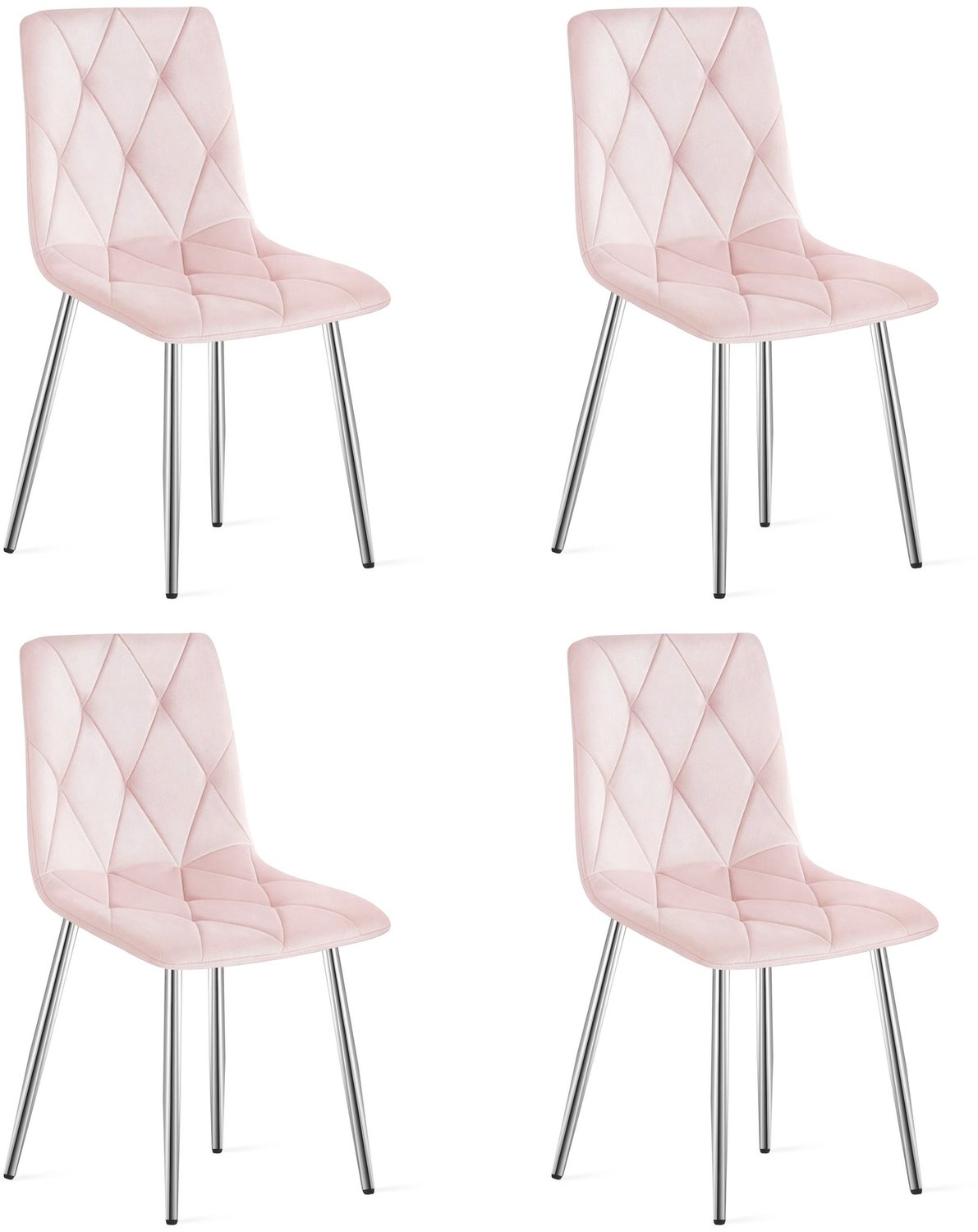 LEOBERT LIBRA Eetkamerstoelen – Set van 4 – Groen Velvet – Metalen Poten – Comfortabele Gestoffeerde Zitting – Modern Design – Velvet Stoel voor Woonkamer, Keuken en Eetkamer – Max. 110 kg per Stoel