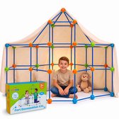 TinyPlay Fort Bouwpakket XXL 336 Onderdelen - Speelgoed 4 Jaar 5 Jaar - Kinderspeelgoed - Sensorisch Speelgoed - Bouwset Jongens Meisjes - Hut Bouwen - Speeltent -Megafort - Montessori Educatief Speelgoed - Incl. Opbergtas
