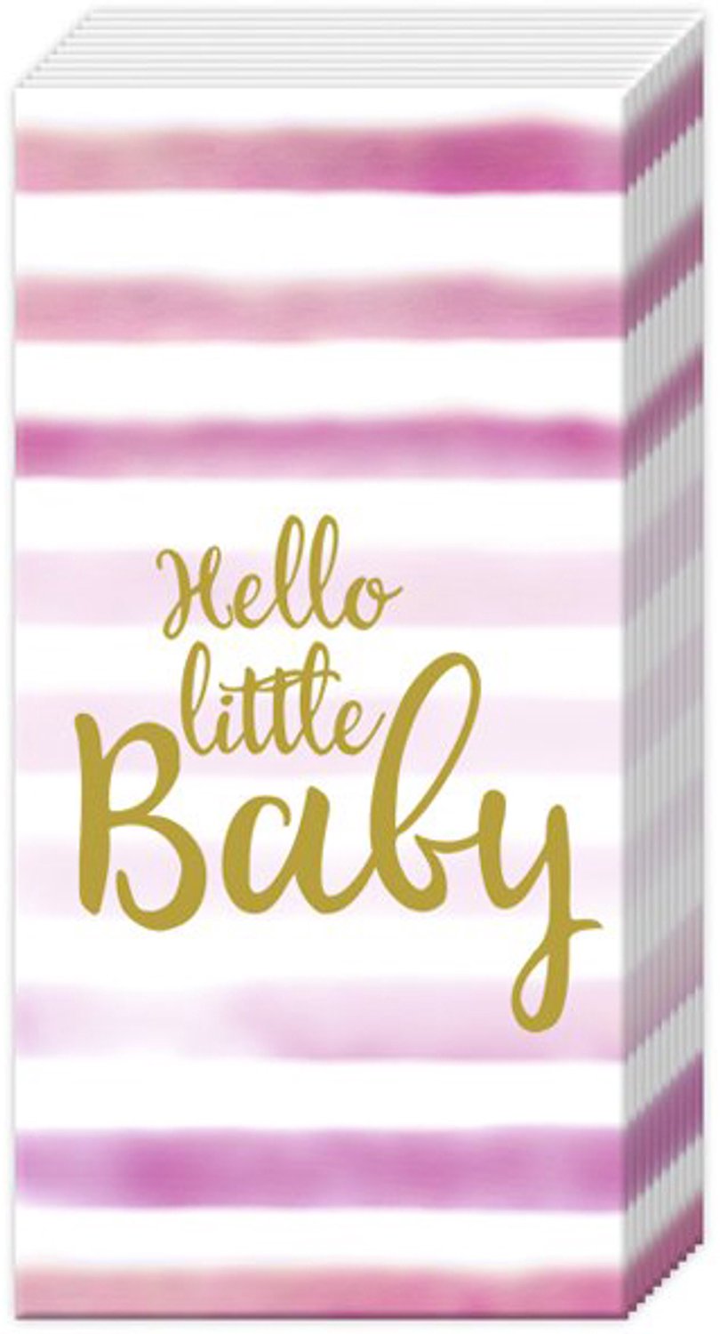 Zakdoekjes papier met bedrukking Hello Little Baby Roze