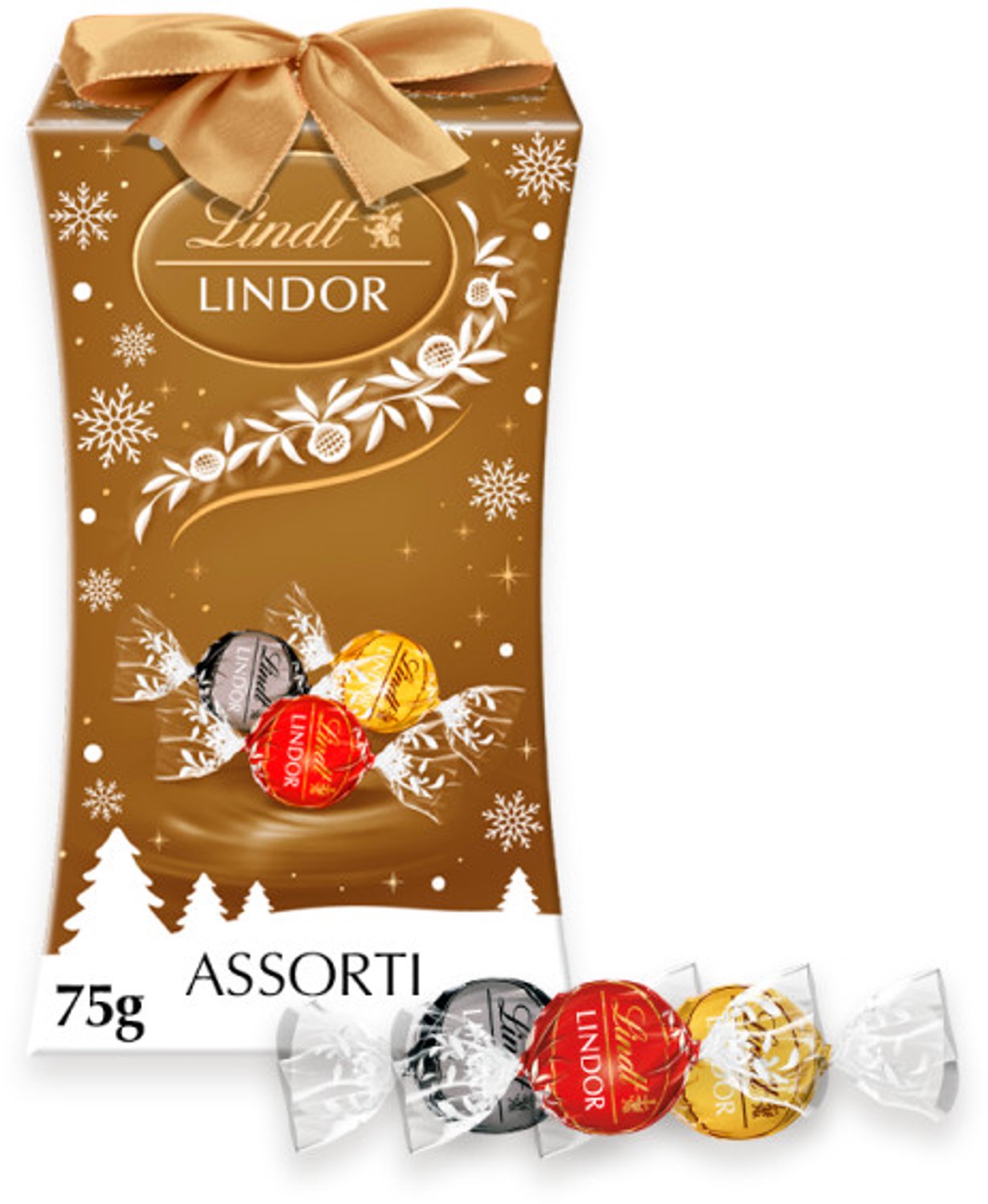 Lindt LINDOR Kerst Cadeau Pillar Gemengd 75 gram
