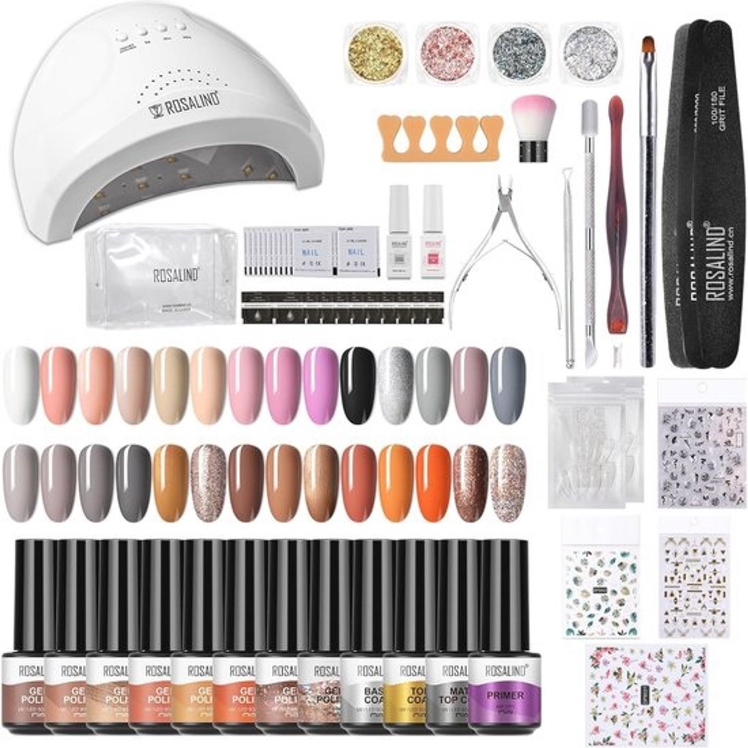 Complete gelaatsnagelset - 48W UV/LED-lamp met 28 kleuren gellak voor manicure thuis