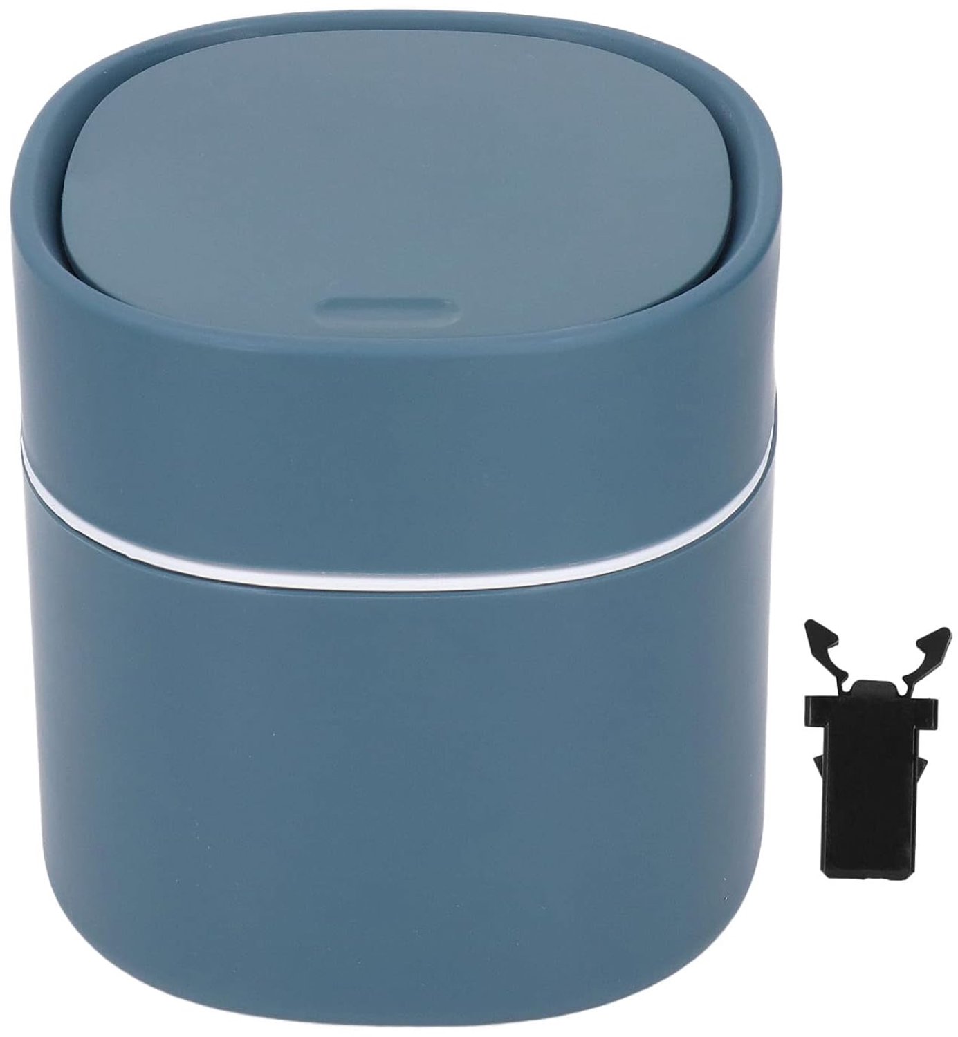 Mini Vuilnisbak 14 x 13 cm - Blauw Plastic met Drukknop Deksel - Ideaal voor Kantoor en Badkamer - m-winkel