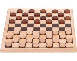 Damset compleet – Damstenen van Berkenhout Ø 30 mm – Bord 29 x 29 cm – Luxe Dambord voor Beginners & Gevorderden – Engelhart