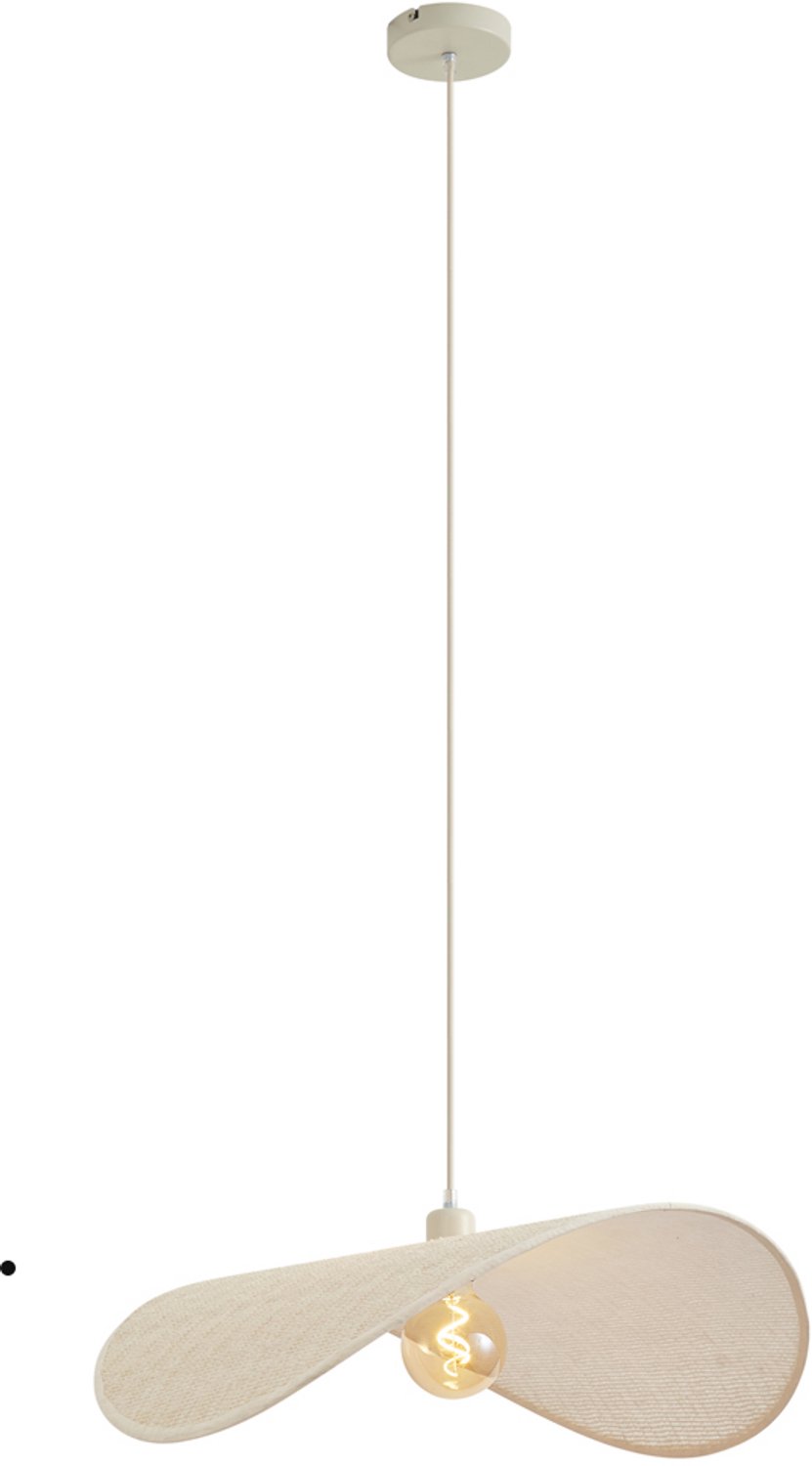 Qazqa japandi hanglamp - Hat - beige, rond, 65cm, ideaal als woonkamer lamp
