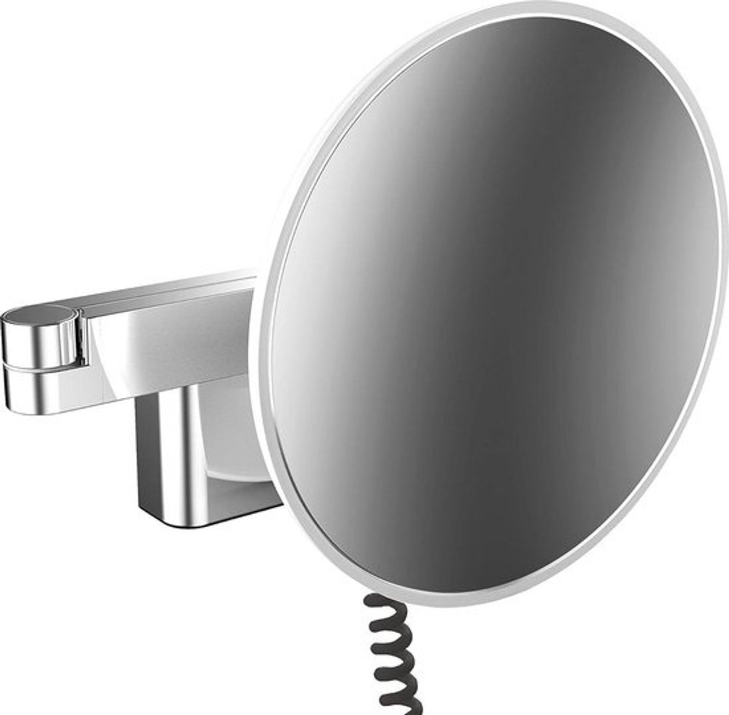 Scheer- en cosmeticaspiegel - wandmodel - 5x vergroting - dubbele scharnierarm - LED-verlichting - spiraalkabel en stekker - 109506040 eenheidsmaat