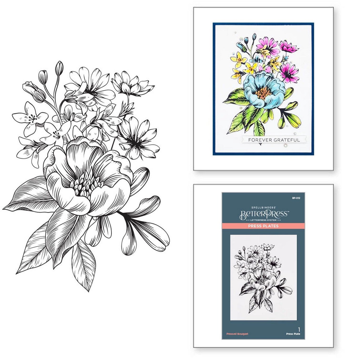 Spellbinders BetterPress Plate - Pressed Bouquet - 8,5 x 11,7 cm