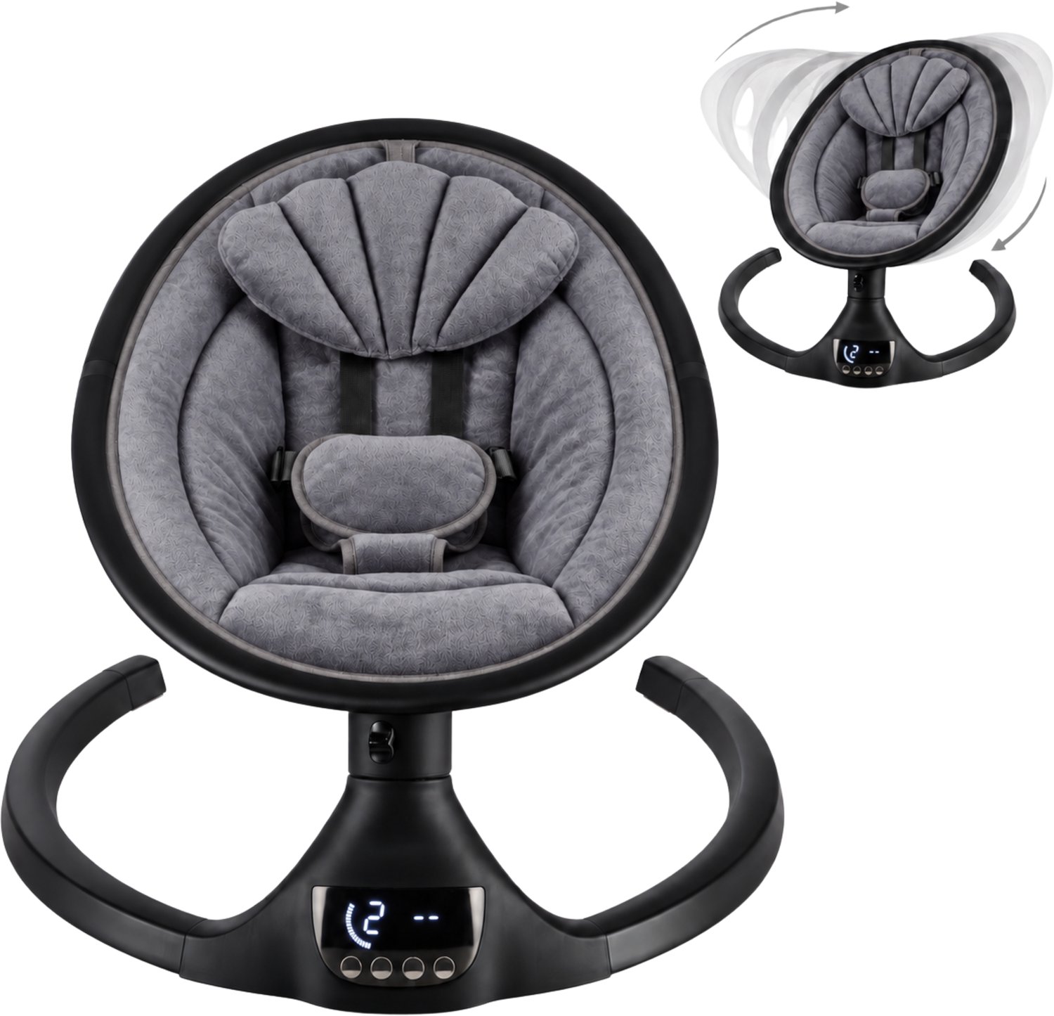 X Adventure Rocco Elektrische Wipstoel – Baby swing - Elektrische Babyschommel - Bluetooth & Afstandsbediening - Grijs