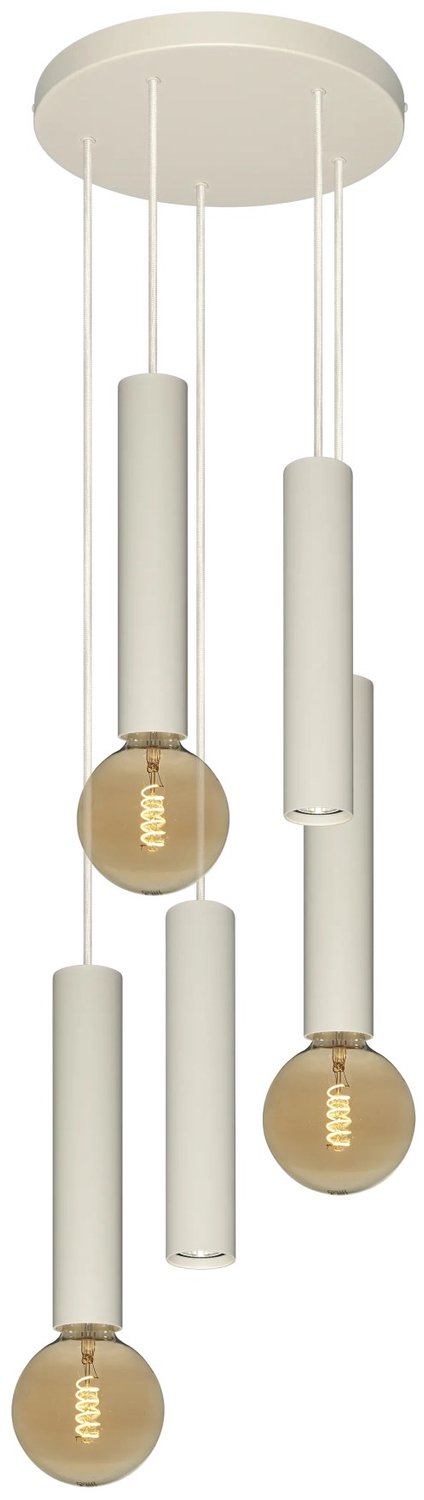 Taboo hanglamp met 5 lichtpunten, beige, Deco collectie. Exclusief lichtbron.