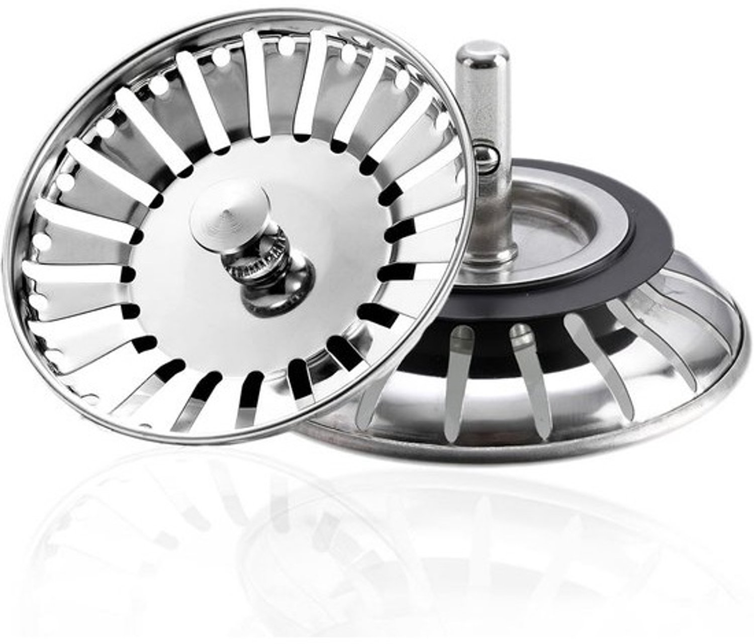 2 stuks spoelbakzeef met plug 78mm RVS keukenafvoer verstopping voorkomen
