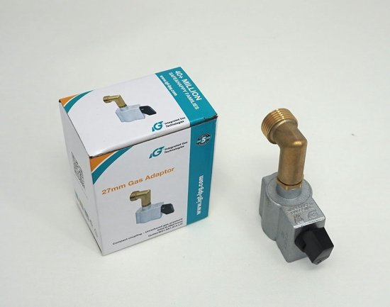 Gasadapter 27mm - clip-on - butaan pigtail - geschikt voor gasflessen - Homevero — afbeelding 4
