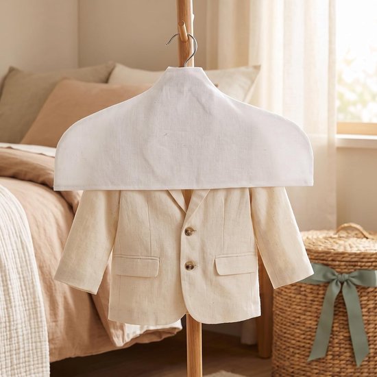 4 Stuks Katoen Kledinghanger Hoes Niet-slip Stofvrij voor Kinderkleren Kleerkastbescherming — afbeelding 3