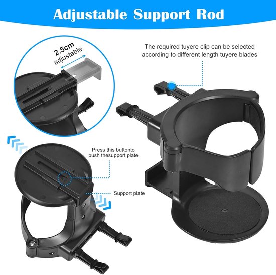 2 stuks auto-accessoires, auto-interieur, bekerhouder, bekerhouder, verstelbare bekerhouder, universele blikhouder, voor thermosbekers, koffiekopjes, drankblikjes — afbeelding 5