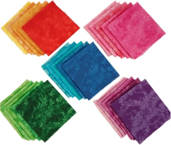 5 stuks katoenen patchwork stoffen 100% katoen Fat Quarters stofpakket meerkleurig patchwork stof handwerk naaien decoratiestof voor doe-het-zelf naaien quilten roze 20 x 20 cm — afbeelding 4