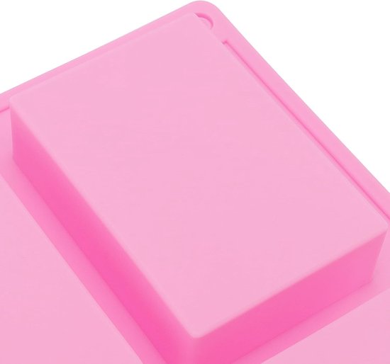 6 stuks 6-cavity zeepvormen, rechthoekige siliconen vormen, zelfgemaakte zeepvormen voor doe-het-zelf, bakken, biscuit, ijsblokjes, handwerk, (roze + blauw + paars) — afbeelding 4